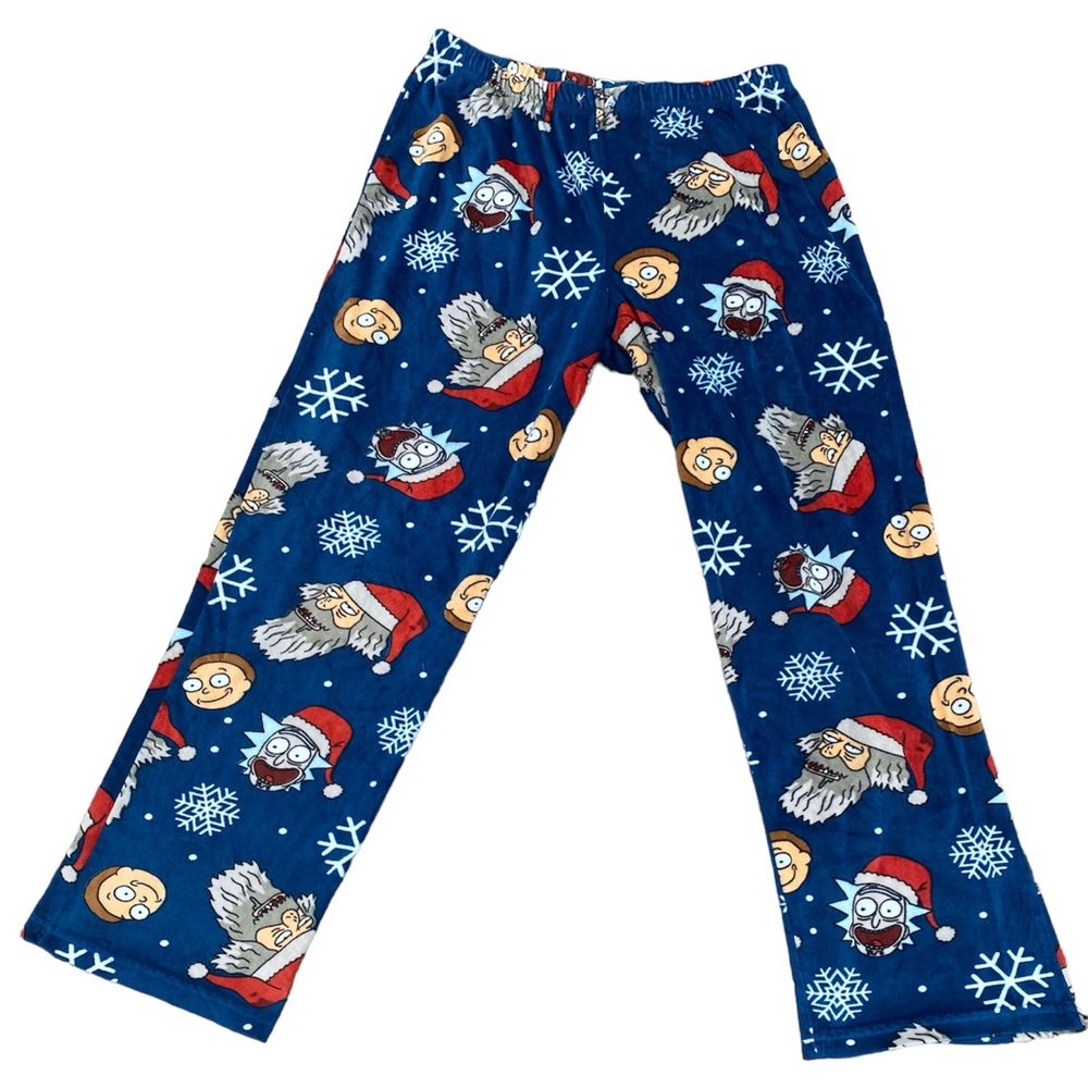 Rick and morty Christmas sleep pants snowflakes size large